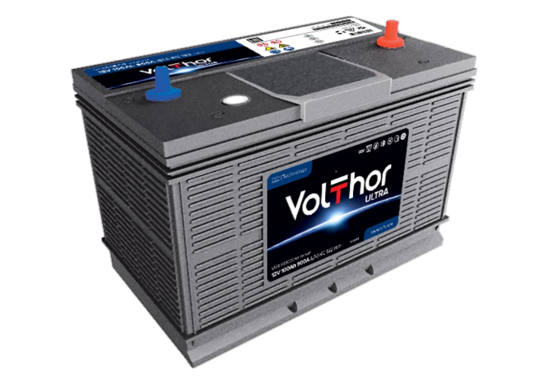 Акумулятор легковий VOLTHOR 6СТ-100(0) (900А) ULTRA AGRO 12B, 100Ah, 900A, універсальна полярність, клема під гайку, кальцієвий (Ca/Ca) 330X173X235 мм (301600)